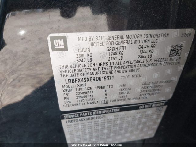 LRBFX4SX6KD019671 Buick Envision Awd Premium Ii