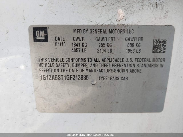 1G1ZA5ST1GF213886 Chevrolet Malibu L
