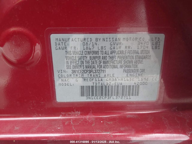 Nissan Versa Note S (sr)/s Plus/sl/sr/sv 2015 3N1CE2CP3FL372711 Image 9