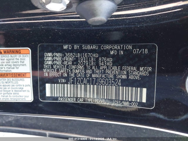 JF1ZCAC17J9603524 Subaru Brz Limited