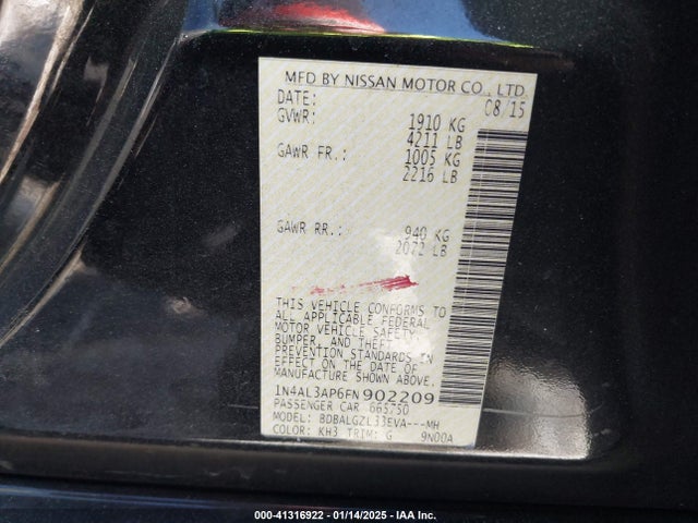 1N4AL3AP6FN902209 Nissan Altima 2.5 S