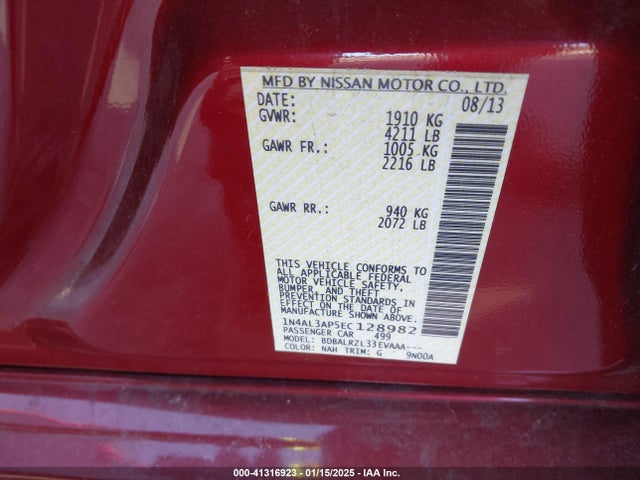 Nissan Altima 2.5 S 2014 1N4AL3AP5EC128982 Image 9