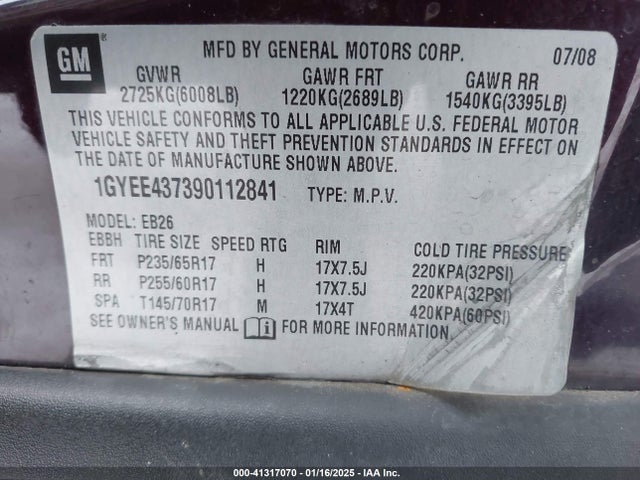 2009 CADILLAC SRX 1GYEE437390112841 Photo 8