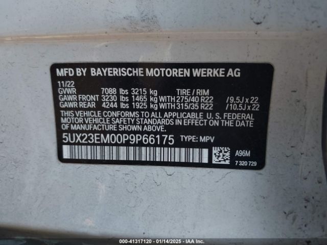 5UX23EM00P9P66175 BMW X7 Xdrive40i