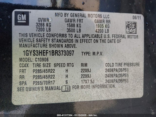 2011 CADILLAC ESCALADE ESV 1GYS3HEF1BR373097 Photo 8