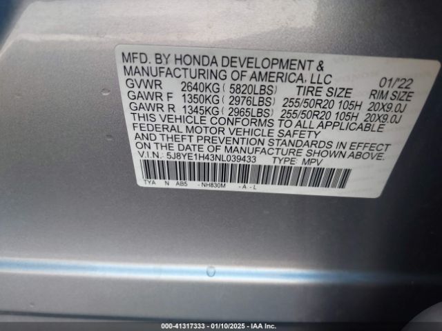5J8YE1H43NL039433 Acura Mdx Technology Package