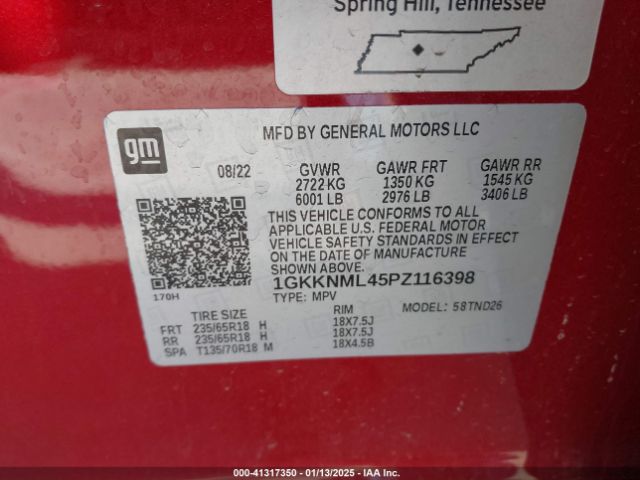 1GKKNML45PZ116398 GMC Acadia Fwd Slt