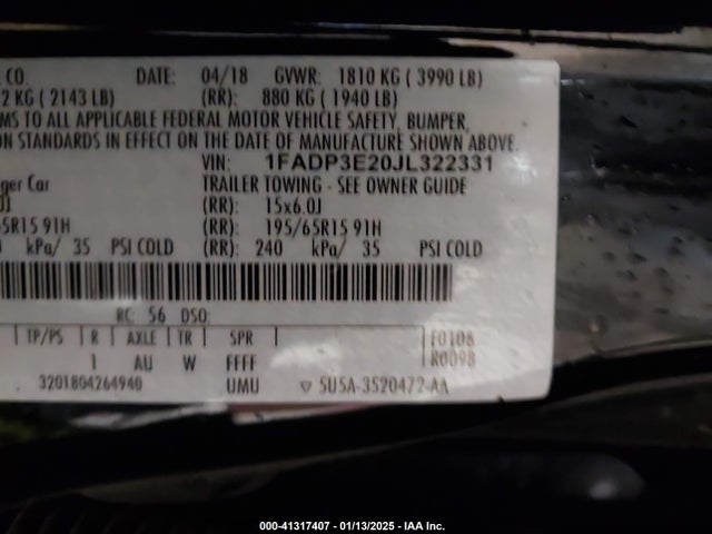 Ford Focus 2018 1FADP3E20JL322331 Image 9