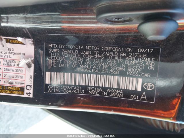 JTNKARJE4JJ557568 Toyota COROLLA IM