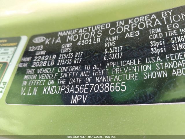 KNDJP3A56E7038665 KIA SOUL +