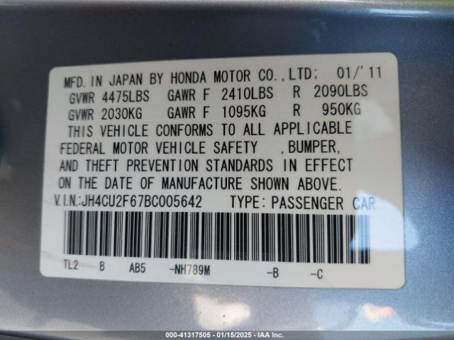 2011 ACURA TSX JH4CU2F67BC005642 Photo 8