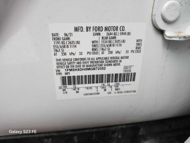 1FMSK8DH5MGB72552 Ford EXPLORER XLT