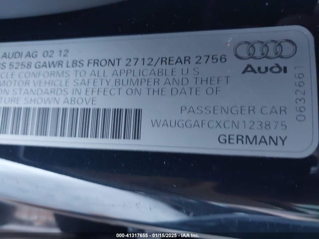 2012 AUDI A6 WAUGGAFCXCN123875 Photo 8