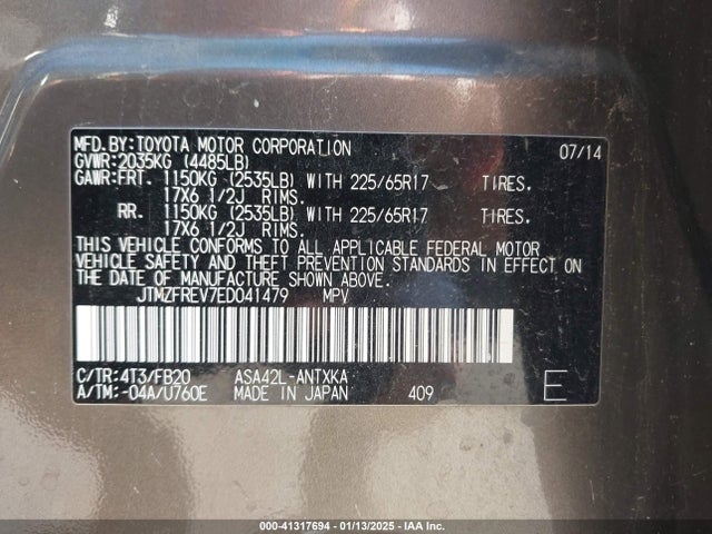Toyota RAV4 LE 2014 JTMZFREV7ED041479 Image 9