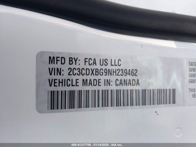 2C3CDXBG9NH239462 Dodge Charger Sxt Rwd