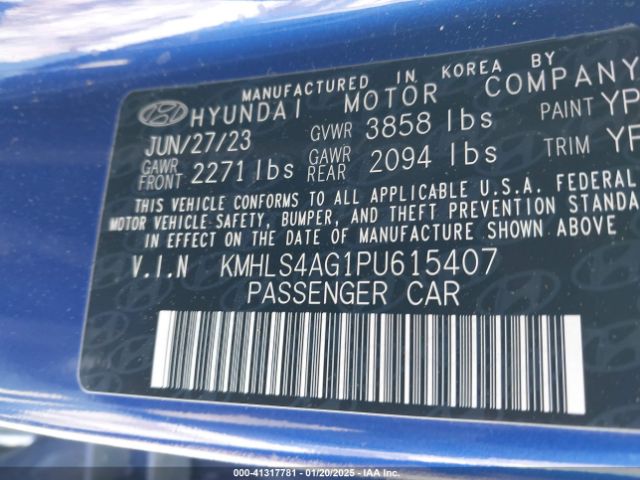 KMHLS4AG1PU615407 Hyundai Elantra