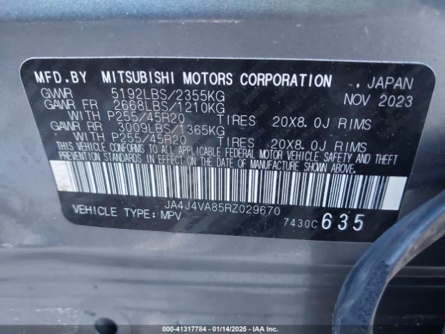 2024 MITSUBISHI OUTLANDER JA4J4VA85RZ029670 Photo 8