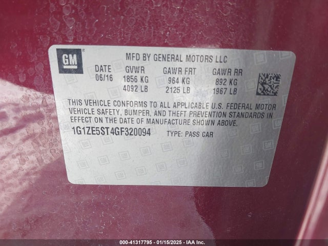 Chevrolet MALIBU 1LT 2016 1G1ZE5ST4GF320094 Image 9