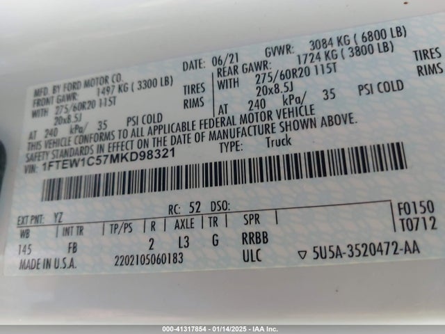 Ford F-150 Xlt 2021 1FTEW1C57MKD98321 Image 9