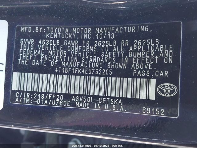 4T1BF1FK4EU752205 Toyota CAMRY SE