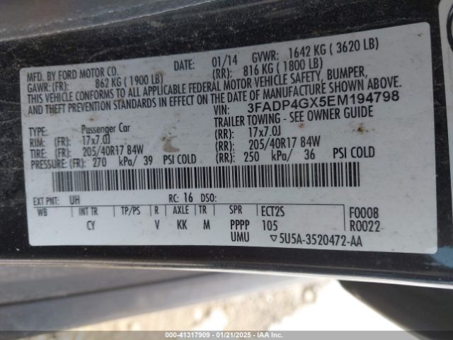3FADP4GX5EM194798 Ford FIESTA ST