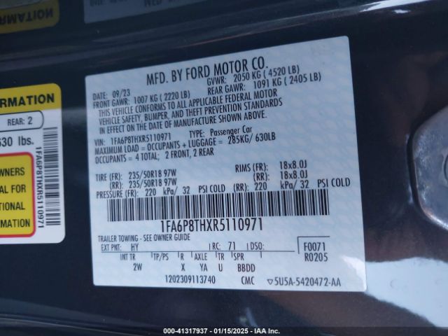 1FA6P8THXR5110971 Ford Mustang Ecoboost Fastback