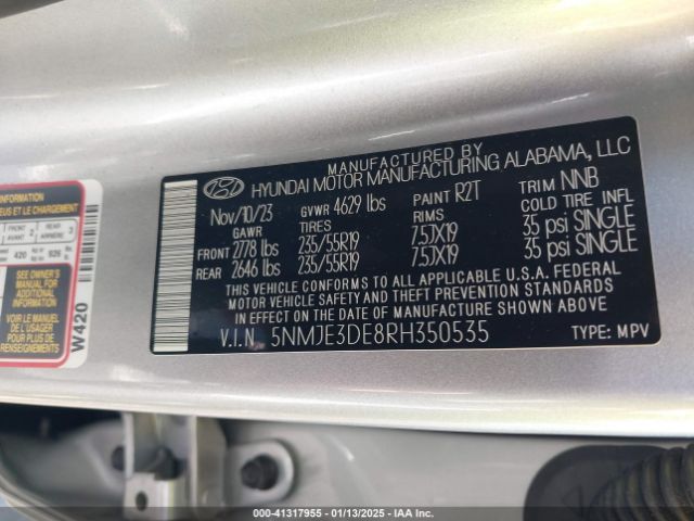 5NMJE3DE8RH350535 Hyundai Tucson Limited