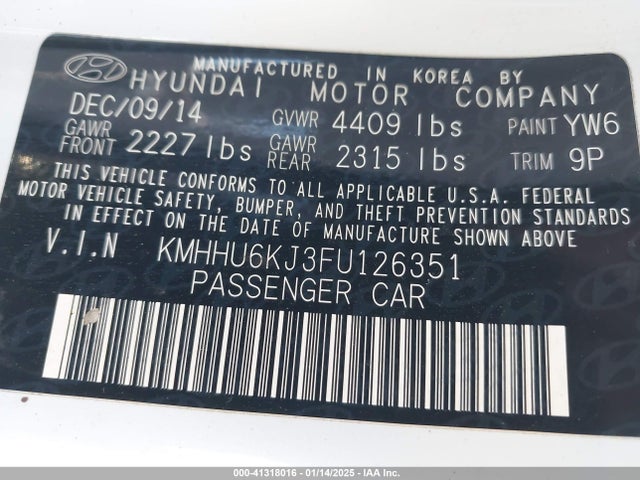 Hyundai Genesis 3.8 Ultimate 2015 KMHHU6KJ3FU126351 Image 9