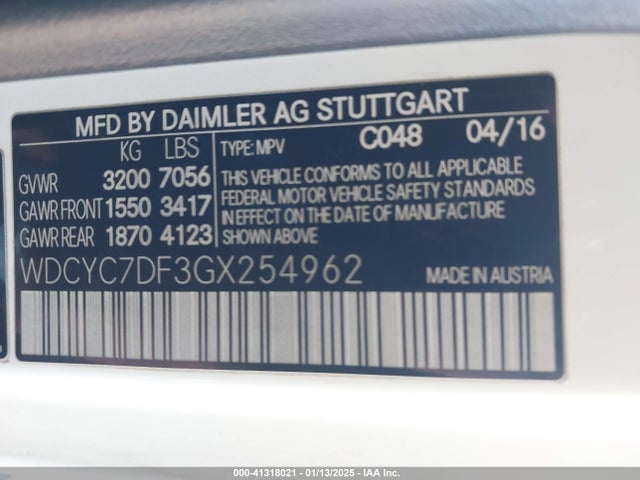 WDCYC7DF3GX254962 Mercedes-Benz Amg G 63 4matic