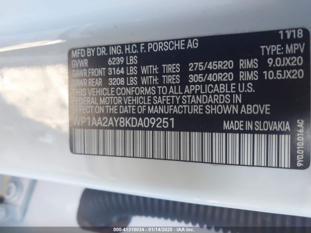 2019 PORSCHE CAYENNE WP1AA2AY8KDA09251 Photo 8