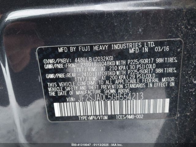 JF2SJADC5GH554213 Subaru Forester 2.5i Premium