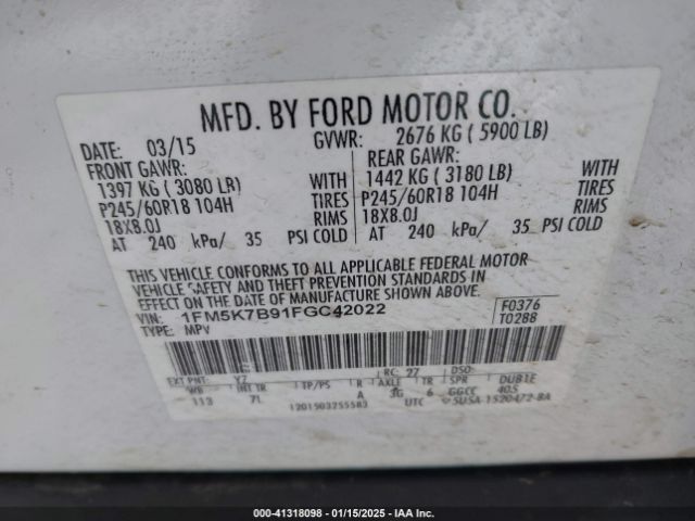 1FM5K7B91FGC42022 Ford Explorer