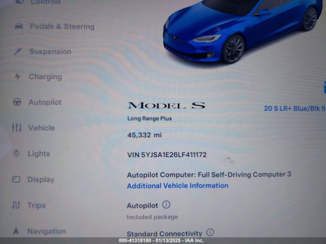 5YJSA1E26LF411172 Tesla Model S Long Range Dual Motor All-wheel Drive/long Range Plus Dual Motor All-wheel Drive