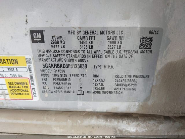 5GAKRBKD3FJ123838 Buick Enclave Leather