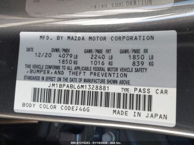 JM1BPABL6M1328881 Mazda Mazda3 Select
