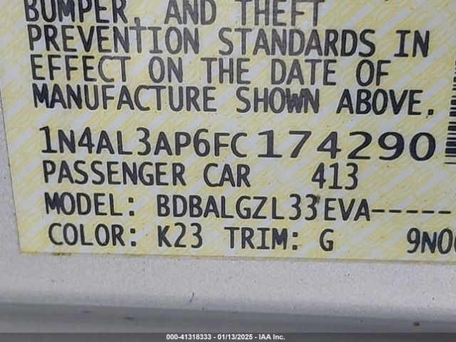 1N4AL3AP6FC174290 Nissan Altima 2.5/2.5 S/2.5 Sl/2.5 Sv
