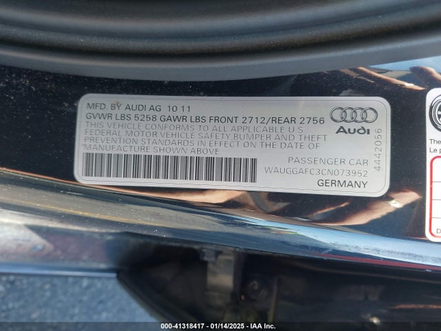 2012 AUDI A6 WAUGGAFC3CN073952 Photo 8