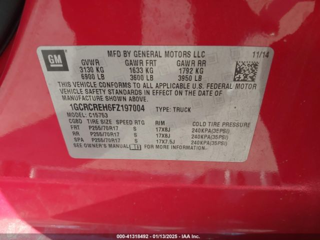 1GCRCREH6FZ197004 Chevrolet Silverado 1500 1lt