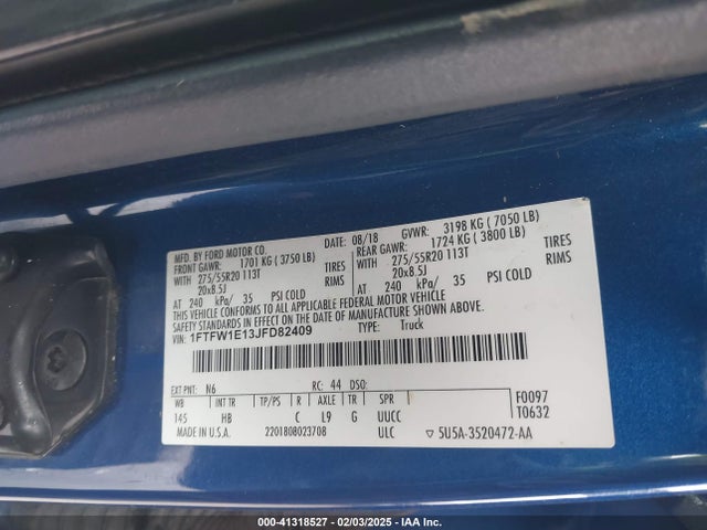 Ford F-150 Lariat 2018 1FTFW1E13JFD82409 Image 9