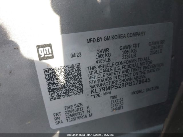 KL79MPS28PB179645 Chevrolet Trailblazer Fwd Lt