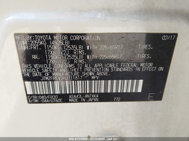 Toyota RAV4 LE 2017 JTMZFREV2HJ711817 Image 9