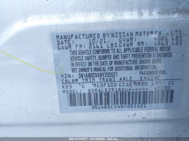 2022 NISSAN SENTRA 3N1AB8CV4NY205521 Photo 8