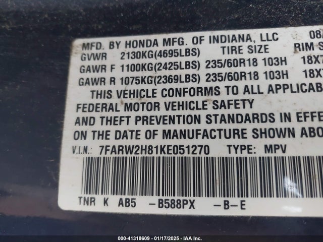 Honda Cr-v Ex-l 2019 7FARW2H81KE051270 Image 9