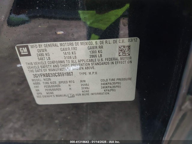 2012 CADILLAC SRX 3GYFNBE30CS591867 Photo 8