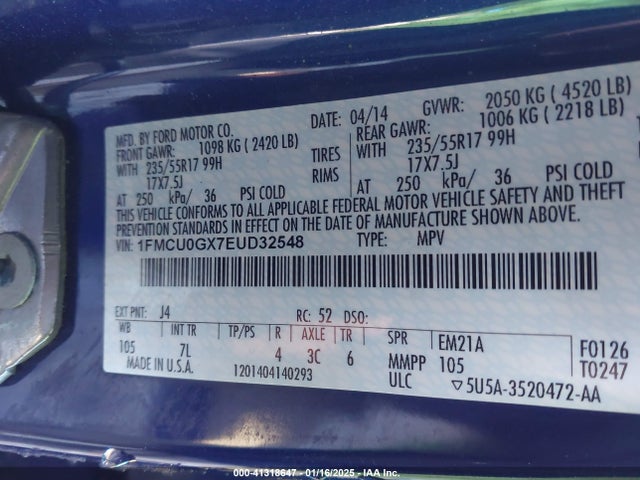 Ford ESCAPE SE 2014 1FMCU0GX7EUD32548 Image 9