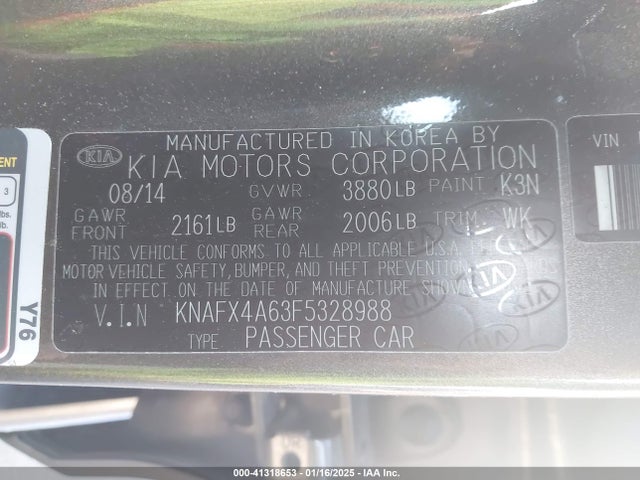 KIA FORTE LX 2015 KNAFX4A63F5328988 Image 9