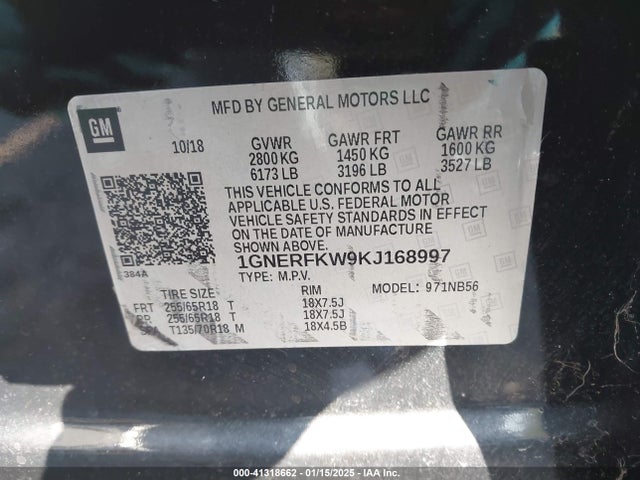 1GNERFKW9KJ168997 Chevrolet Traverse Ls