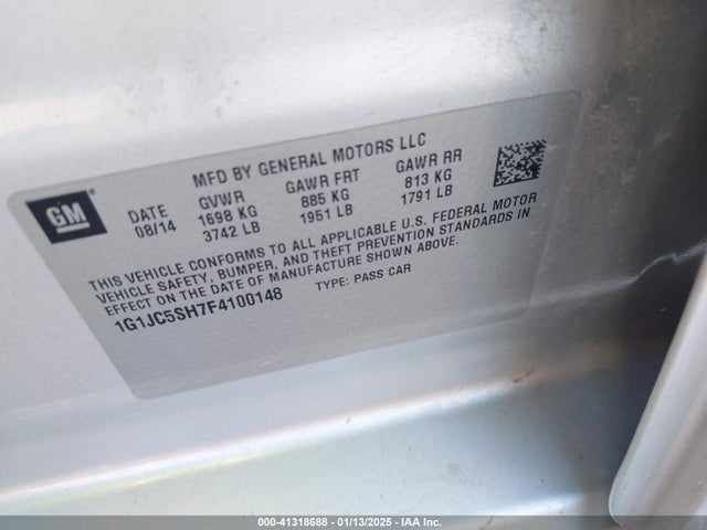1G1JC5SH7F4100148 Chevrolet Sonic Lt Auto