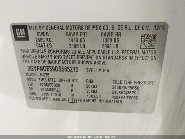 2016 CADILLAC SRX 3GYFNCE39GS565215 Photo 8