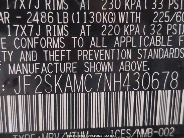 JF2SKAMC7NH430678 Subaru Forester Wilderness